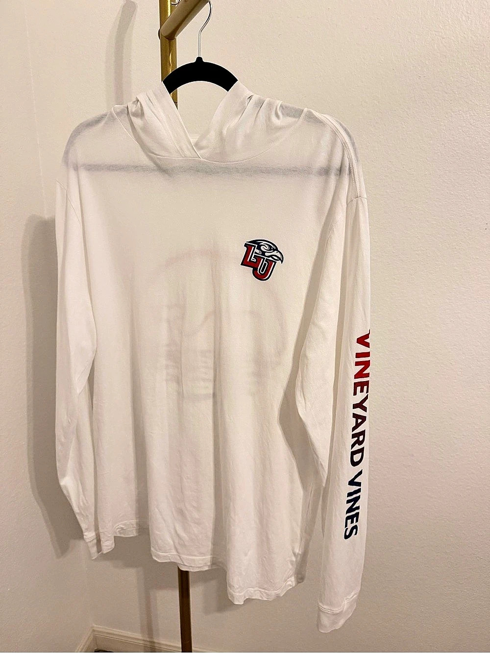 Vineyard Vines Liberty University Long-Sleeve Hoodie Tee White Men’s Large